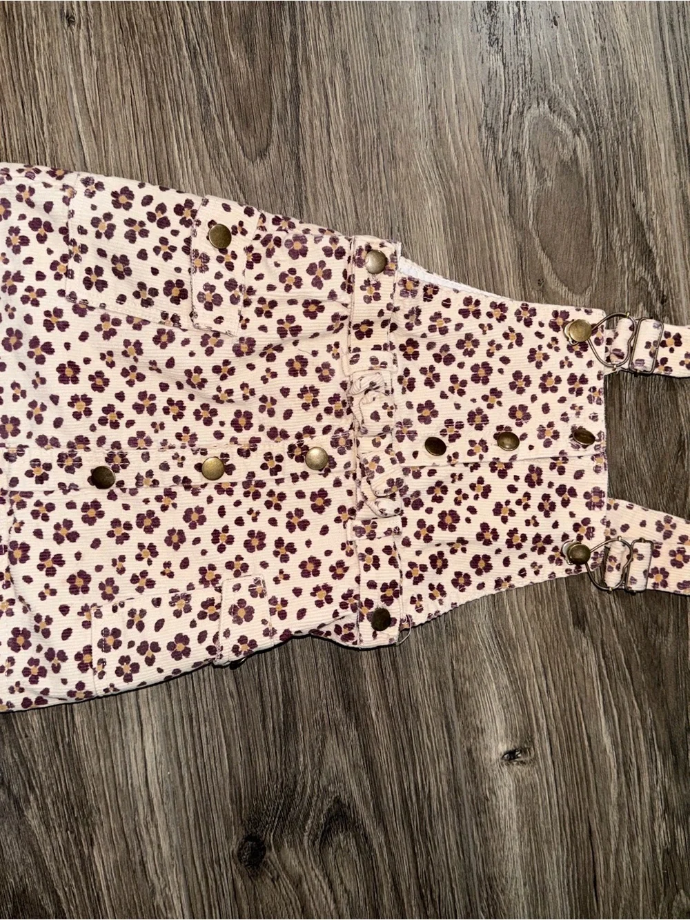 Cream Floral Button-Front Overall Dress size 4T